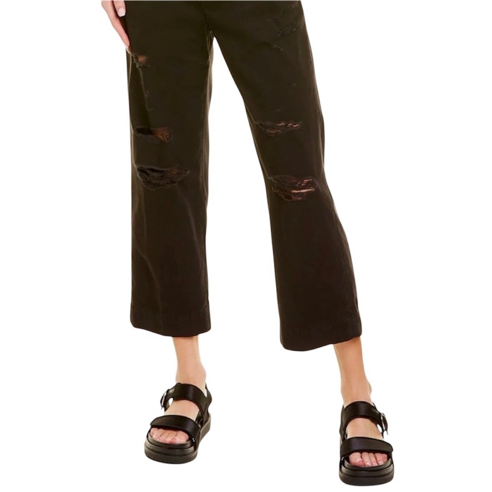 FRAME Denim Le Tomboy Washed Noir Rips Trouser Size 26